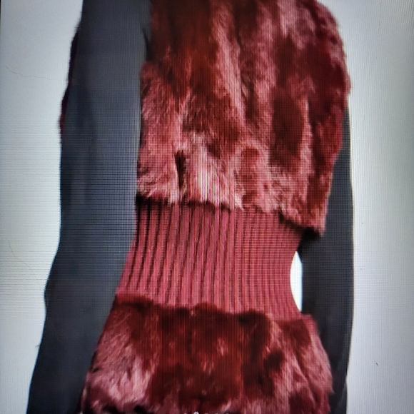 Genuine Merlot Rabbit Fur Vest By Belle Fare - Picture 3 of 12